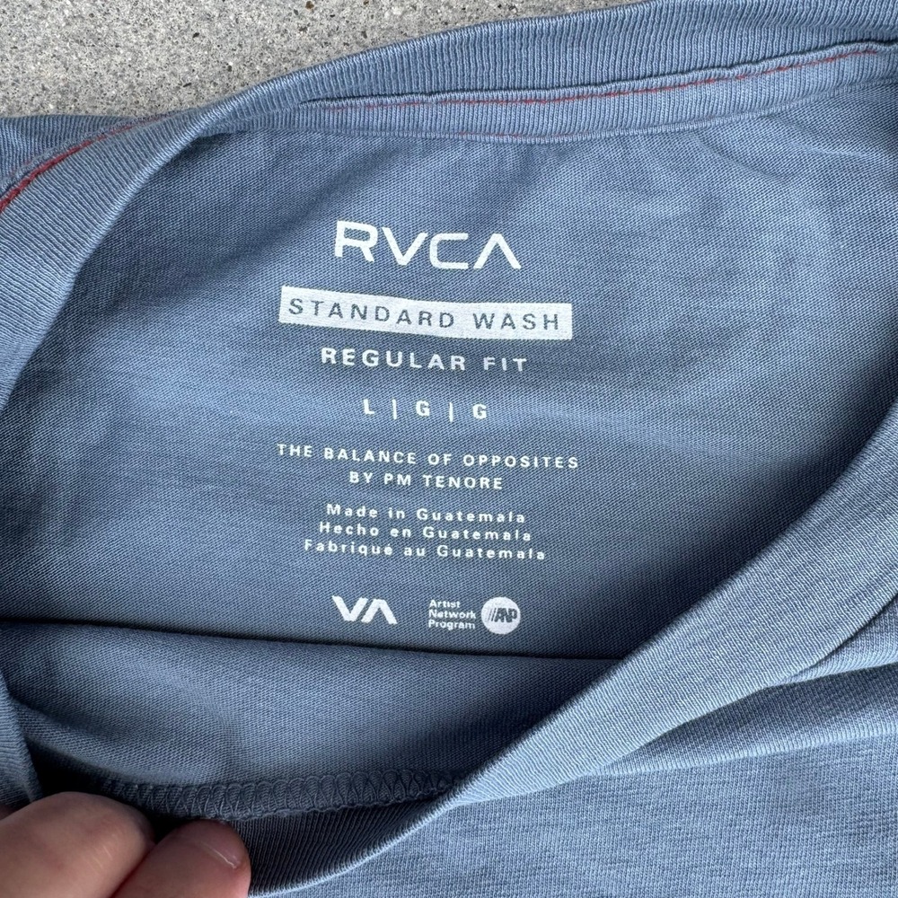 RVCA Men Pocket T-Shirt Blue Gray Regular Fit Cotton Tee Size Large NWT - Picture 3 of 8